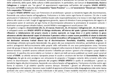 Com. Stampa (19.03.2023) UNAR. XIX Settimana di azione contro il razzismo. Tre giorni di iniziative a Grammichele, Vizzini e Caltagirone, con il progetto SPAZIO APERTO. Coinvolte le Cooperative sociali “Opera Prossima”e “Il Geranio”, con l’associazione “Giovani per i Giovani”