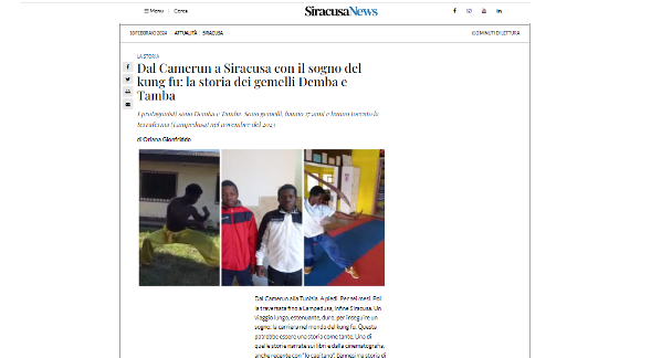 SiracusaNews (18.02.2024) Dal Camerun a Siracusa con il sogno del kung fu: la storia dei gemelli Demba e Tamba