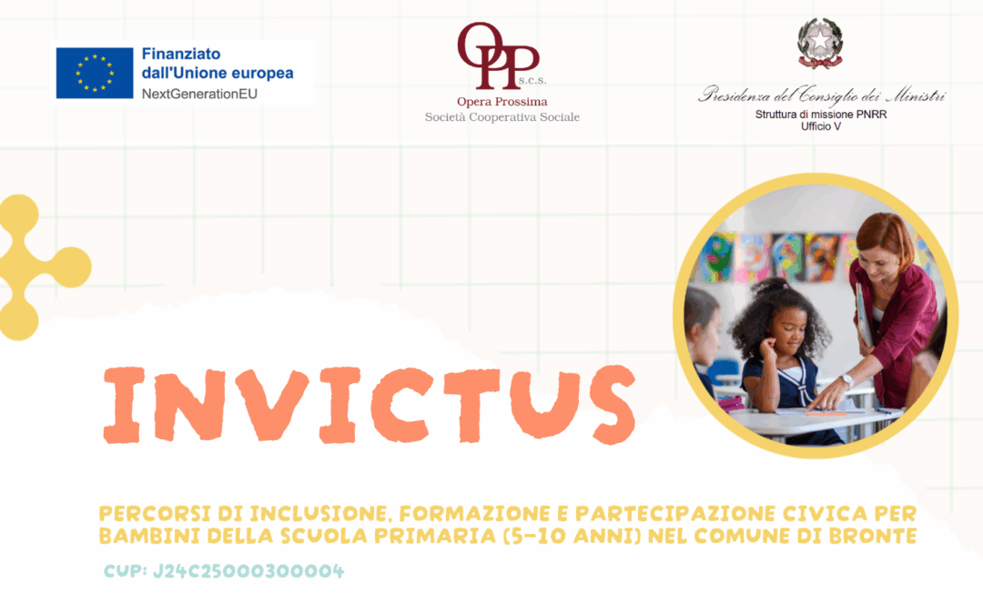 AVVISO DI PARTECIPAZIONE  al progetto INVICTUS – percorsi di inclusione, formazione e partecipazione civica per bambini della scuola primaria (5-10 anni) nel Comune di Bronte.