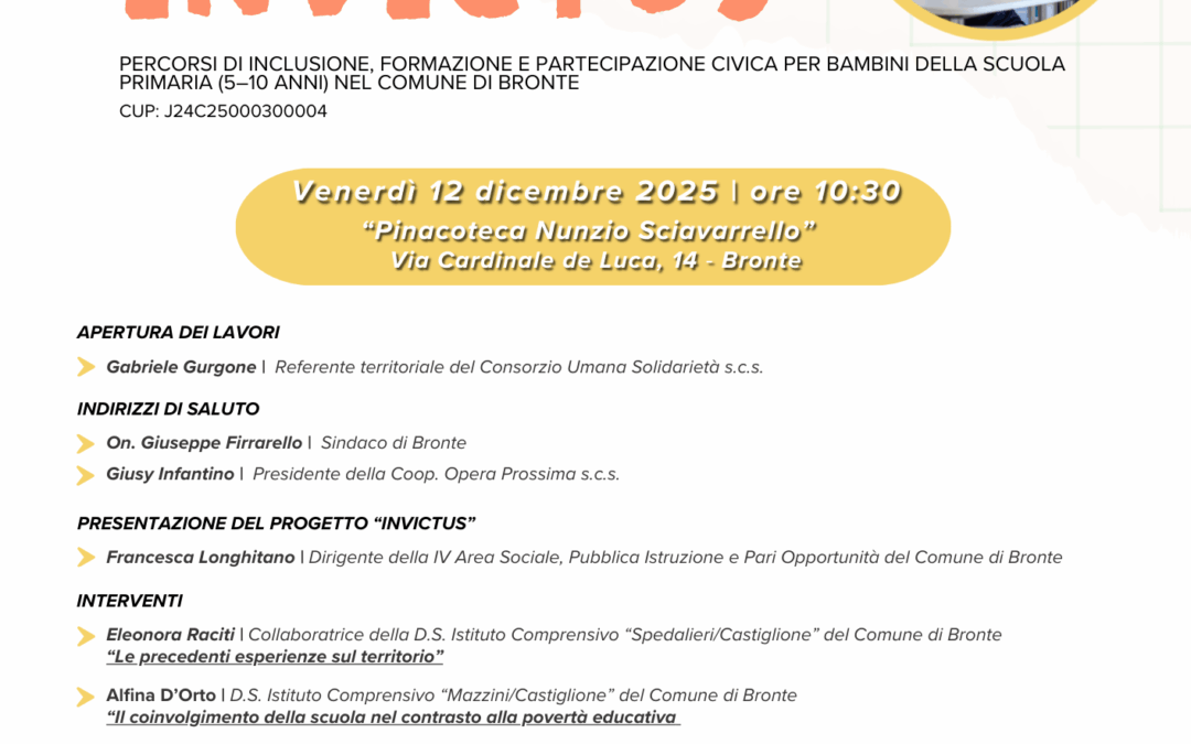 Presentazione progetto INVICTUS – Inclusione, formazione e partecipazione civica a Bronte