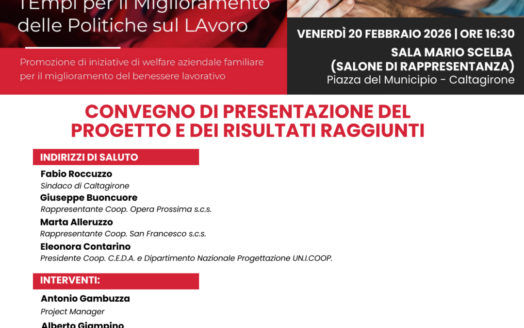 Caltagirone, presentazione dei risultati del progetto CON.TE.M.P.LA: welfare aziendale e conciliazione vita-lavoro al centro delle politiche sociali